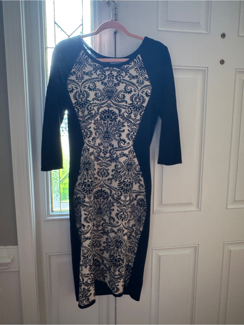 Danny & Nicole Black and Cream Printed Sheath Dress